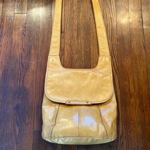 Mustard Leather Hobo Crossbody Bag